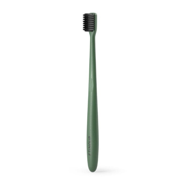 Etinour eco-friendly green manual Essential Toothbrush  with black soft bristles